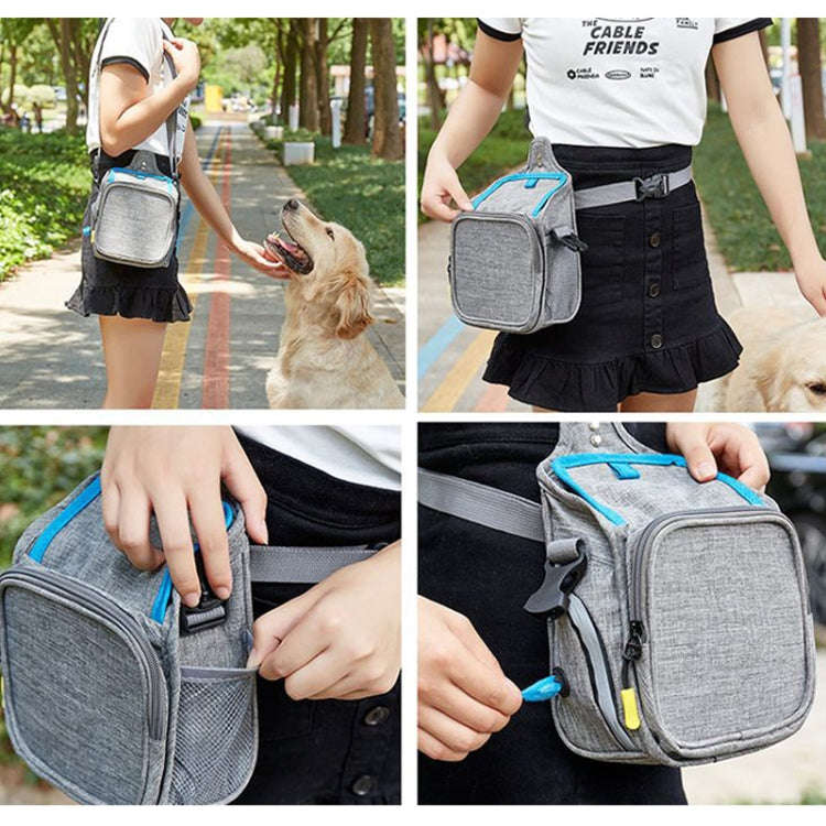 25x17x12cm Portable Pet Training Bag For Outings Dog Pet Snack Waist Bag(Dark Gray+Blue)