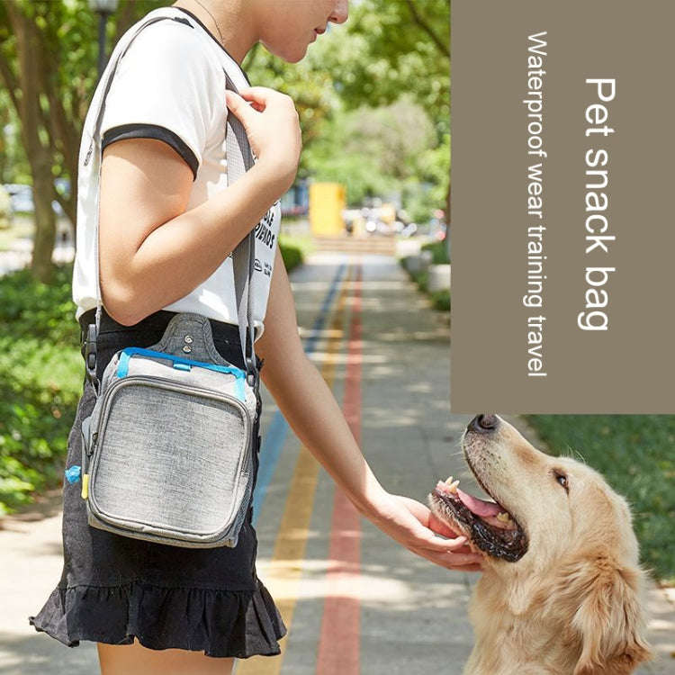 25x17x12cm Portable Pet Training Bag For Outings Dog Pet Snack Waist Bag(Dark Gray+Blue)