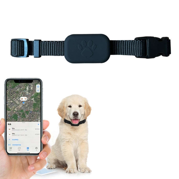 Mfi Certified Smart Pet Locator Protective Cover Silicone Collar(Black)