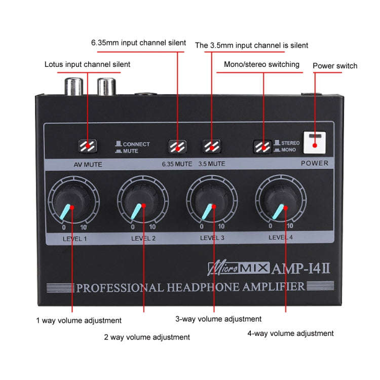 Mini HIFI 8-channel Monitoring Portable Headphone Amplifier Distributor(US Plug)