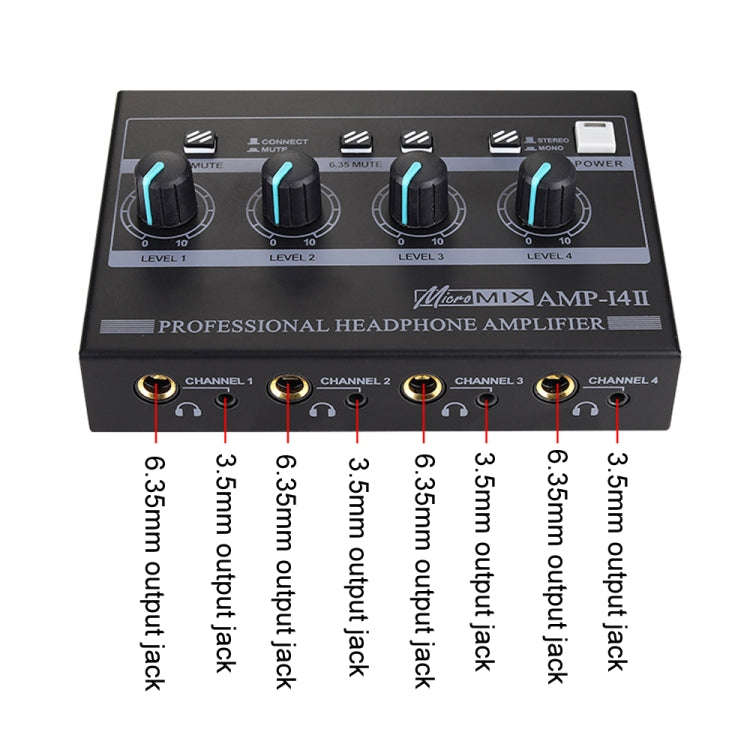 Mini HIFI 8-channel Monitoring Portable Headphone Amplifier Distributor(US Plug)