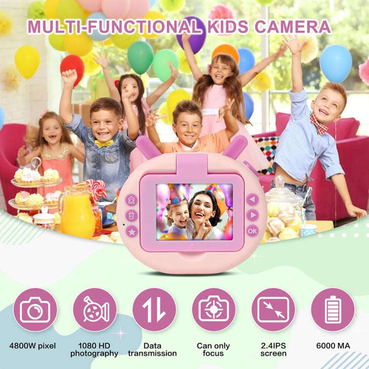 S2 2.4-Inch 180-Degree Flip-Screen 1080P HD Cartoon Children Digital Camera With Stand(Violet)