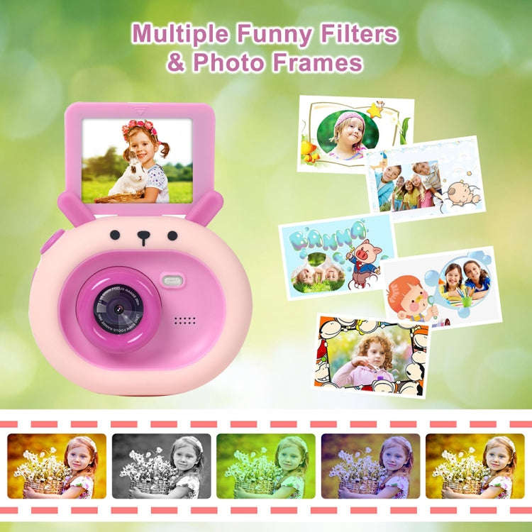 S2 2.4-Inch 180-Degree Flip-Screen 1080P HD Cartoon Children Digital Camera With Stand(Violet)
