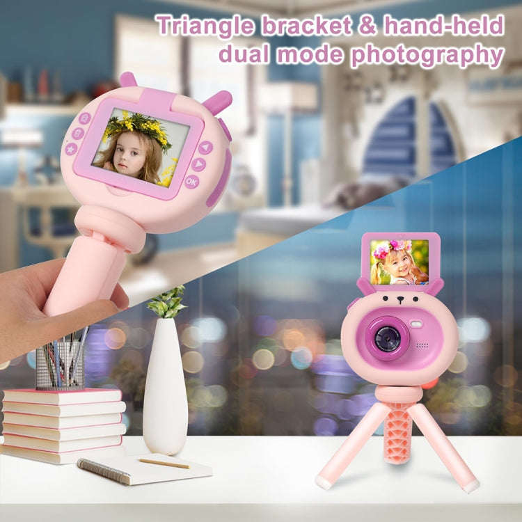 S2 2.4-Inch 180-Degree Flip-Screen 1080P HD Cartoon Children Digital Camera With Stand(Violet)