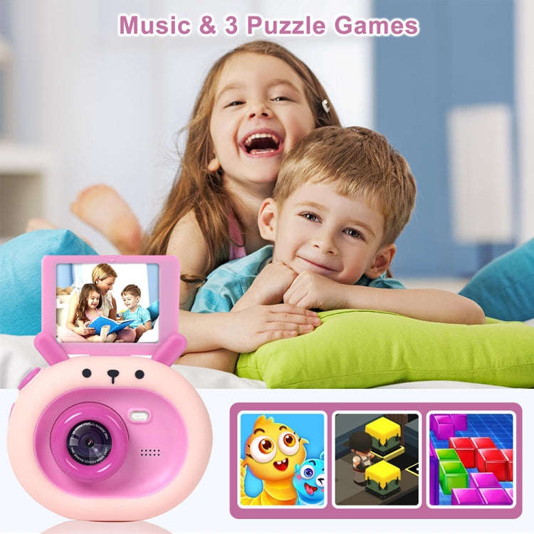 S2 2.4-Inch 180-Degree Flip-Screen 1080P HD Cartoon Children Digital Camera With Stand(Violet)