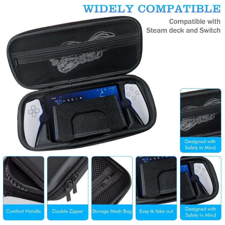 For PIayStation Portal Game Console EVA Leather Grain Handbag Clutch Protective Bag(Black)