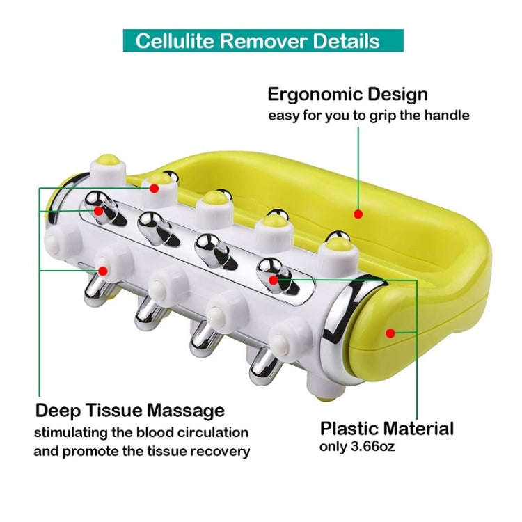 Handheld Curved Five-row Iron Column Roller Soothing Massager(Green)