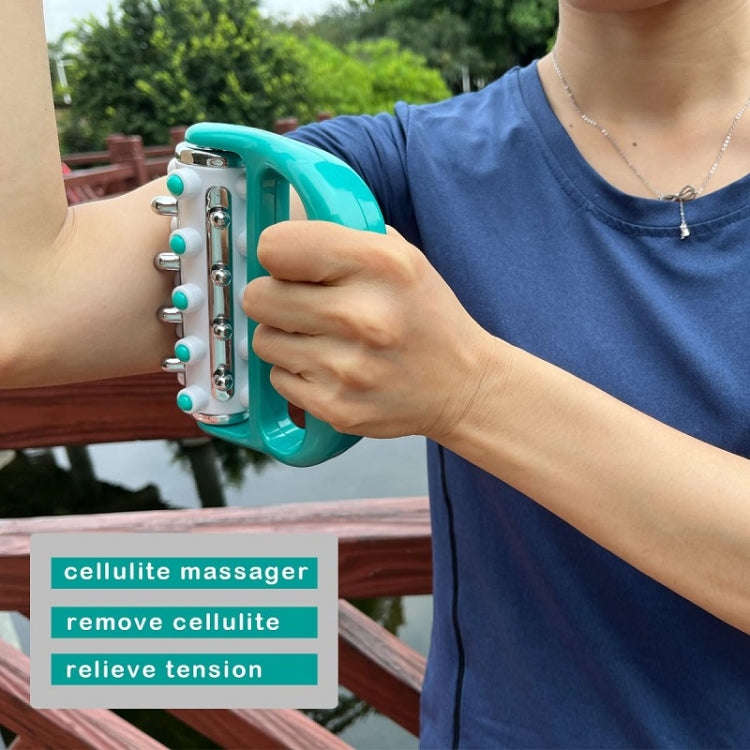 Handheld Curved Five-row Iron Column Roller Soothing Massager(Green)