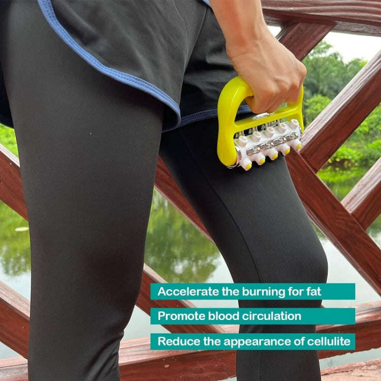 Handheld Curved Five-row Iron Column Roller Soothing Massager(Green)