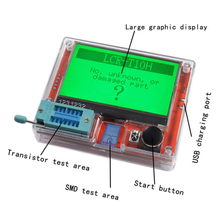 LCR-T10H Transistor Tester TFT Display For Diode Triode Capacitor Resistor Test, Spec: Dry Batter...