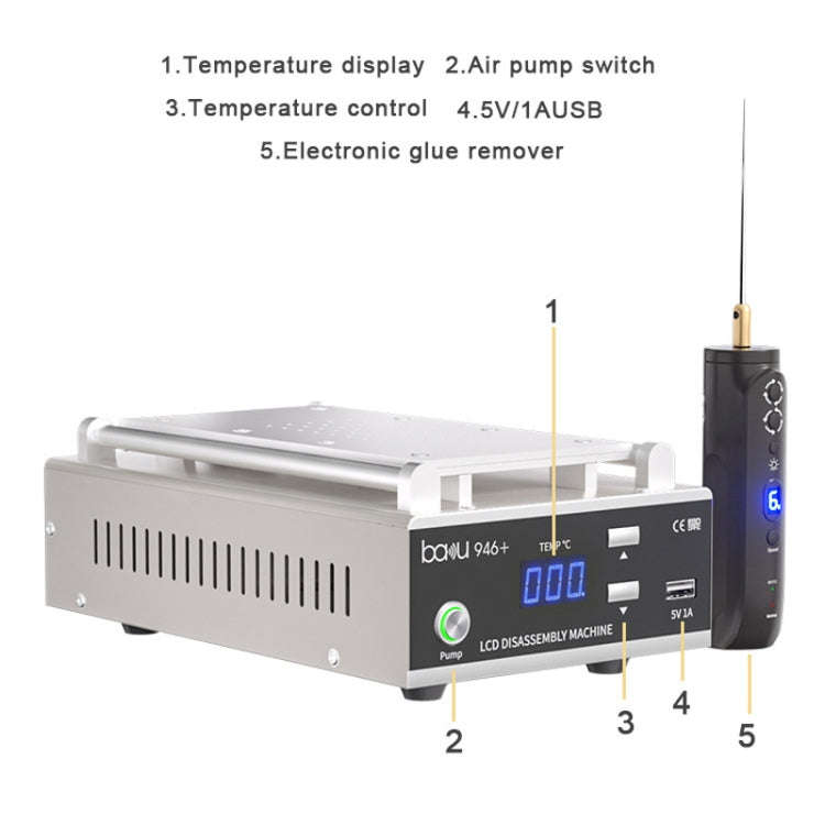 Baku BA-946+ 9 Inch 450W Phone Screen Separator With Electronic Glue Remove 110V US Plug