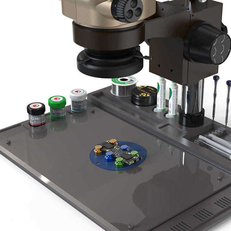 BAKU BA-692  2 In 1 Microscope Maintenance Insulation Pad Aluminum Alloy Silicone Work Mat(Black+...