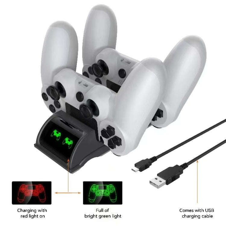 For PS4 Slim / Pro Gamepad Docking Charger Controller Dual Charger With Display Lights(White)