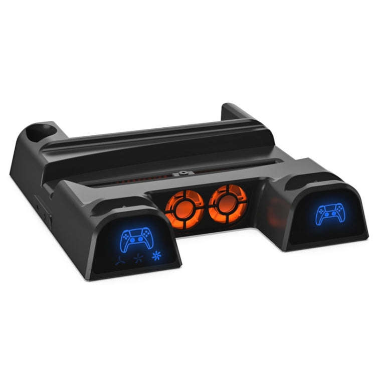 DOBE For PS5 Gamepad Multi-Function Dual Charger Cooling Fan Base With Disk Organizer(Black)