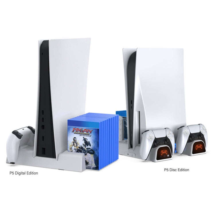 DOBE For PS5 Gamepad Multi-Function Dual Charger Cooling Fan Base With Disk Organizer(Black)