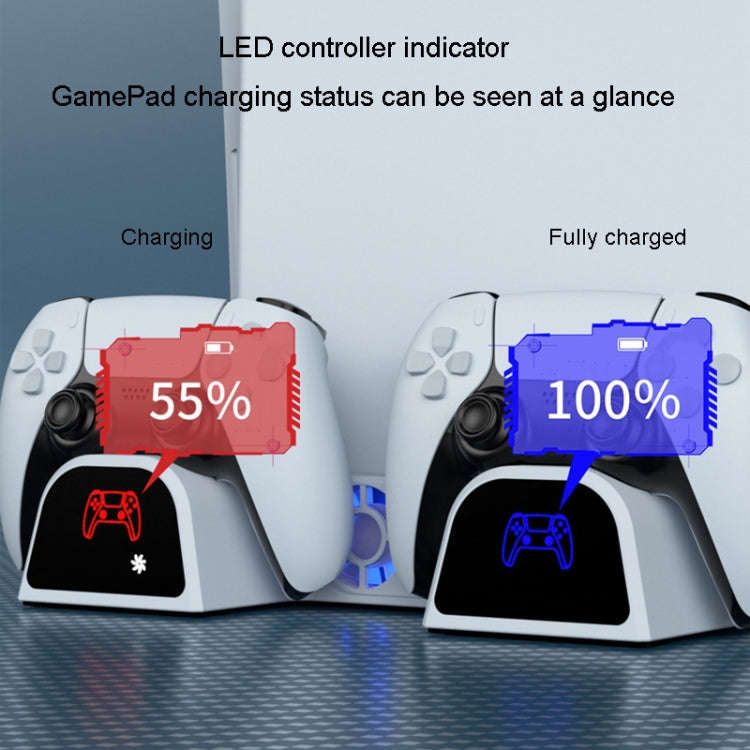 DOBE For PS5 Gamepad Multi-Function Dual Charger Cooling Fan Base With Disk Organizer(Black)
