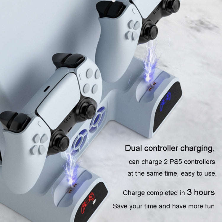 DOBE For PS5 Gamepad Multi-Function Dual Charger Cooling Fan Base With Disk Organizer(Black)
