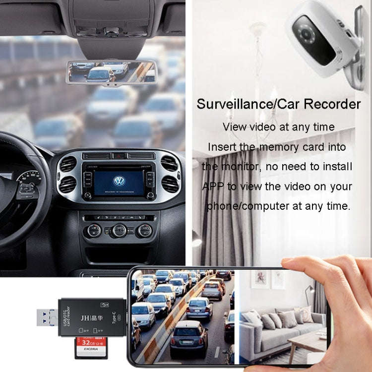 JINGHUA USB2.0 Multi-Function Card Reader SD/TF Dual Card Slot Cell Phone Computer Card Reader(Bl...