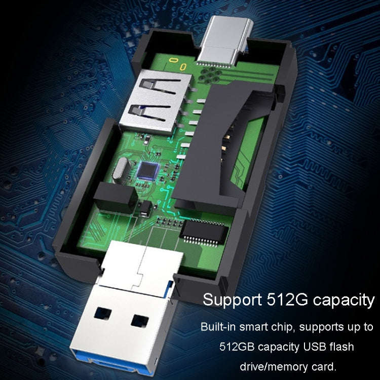 JINGHUA USB2.0 Multi-Function Card Reader SD/TF Dual Card Slot Cell Phone Computer Card Reader(Bl...