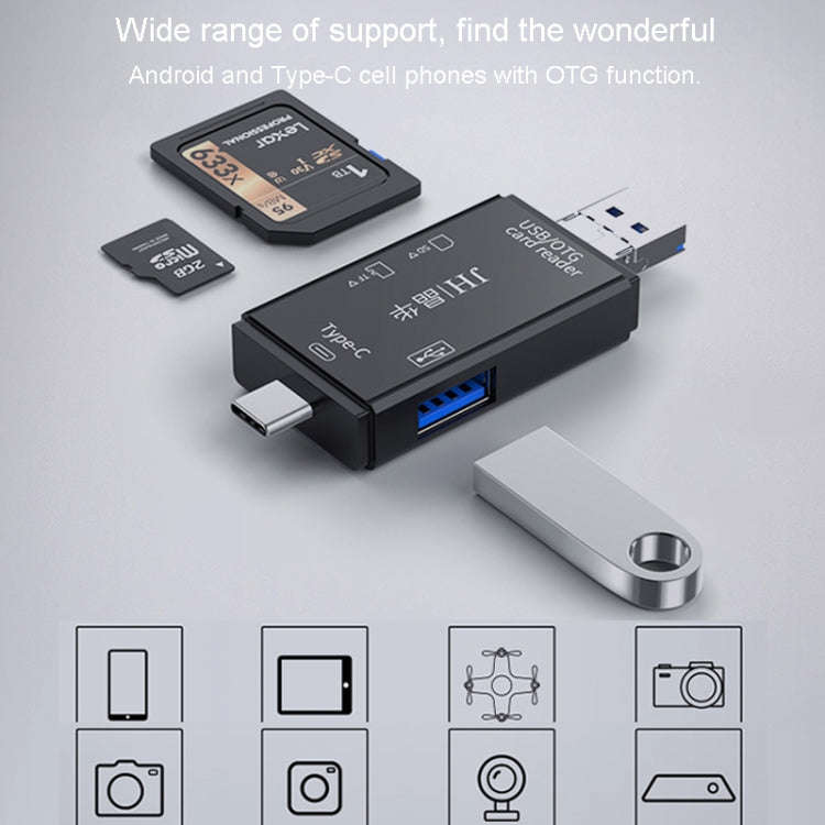 JINGHUA USB2.0 Multi-Function Card Reader SD/TF Dual Card Slot Cell Phone Computer Card Reader(Bl...