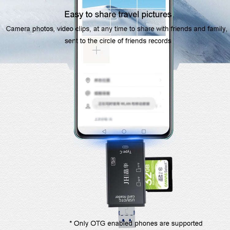JINGHUA USB2.0 Multi-Function Card Reader SD/TF Dual Card Slot Cell Phone Computer Card Reader(Bl...