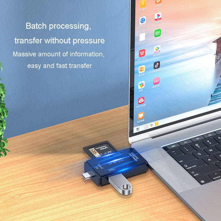 JINGHUA USB2.0 Multi-Function Card Reader SD/TF Dual Card Slot Cell Phone Computer Card Reader(Bl...