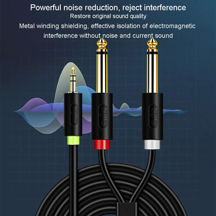 JINGHUA 3.5mm To Dual 6.5mm Audio Cable 1 In 2 Dual Channel Mixer Amplifier Audio Cable, Length: 5m