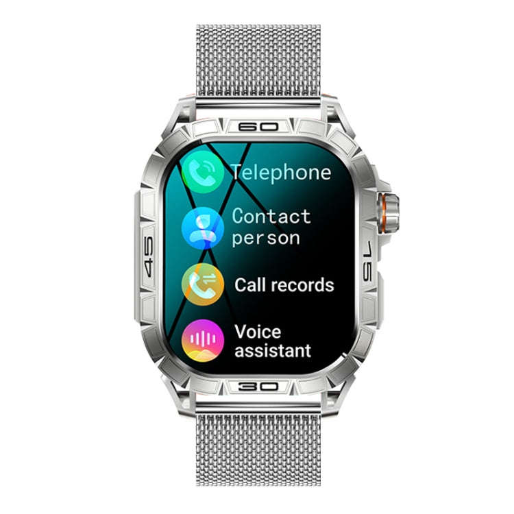 K63 1.96-Inch Heart Rate/Blood Oxygen Monitoring Bluetooth Call Sports Smart Watch, Color: Silver...