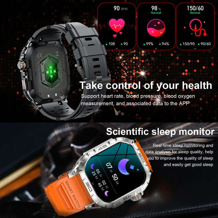 K63 1.96-Inch Heart Rate/Blood Oxygen Monitoring Bluetooth Call Sports Smart Watch, Color: Silver...