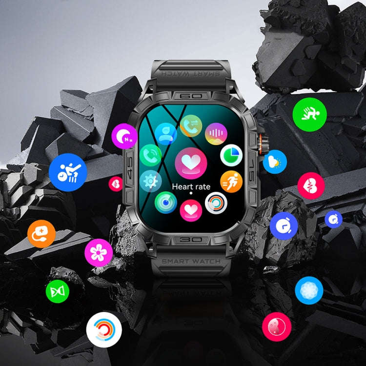 K63 1.96-Inch Heart Rate/Blood Oxygen Monitoring Bluetooth Call Sports Smart Watch, Color: Silver...