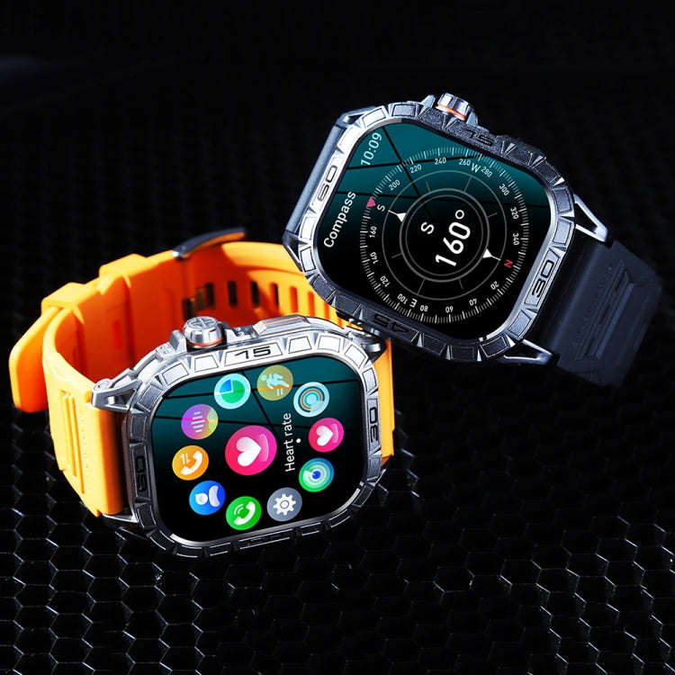 K63 1.96-Inch Heart Rate/Blood Oxygen Monitoring Bluetooth Call Sports Smart Watch, Color: Silver...