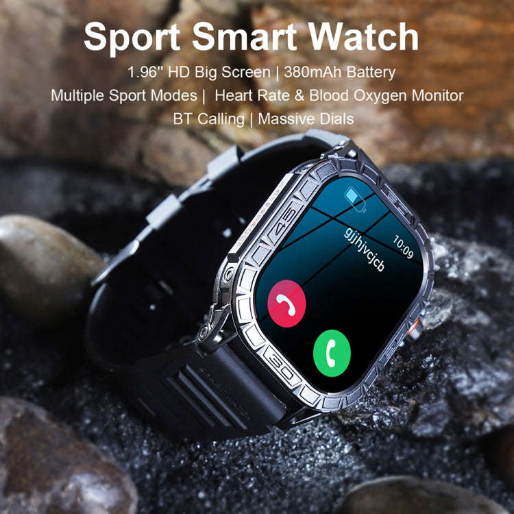 K63 1.96-Inch Heart Rate/Blood Oxygen Monitoring Bluetooth Call Sports Smart Watch, Color: Silver...