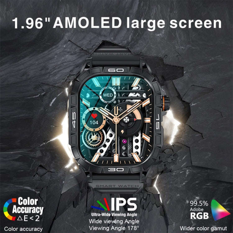 K63 1.96-Inch Heart Rate/Blood Oxygen Monitoring Bluetooth Call Sports Smart Watch, Color: Silver...