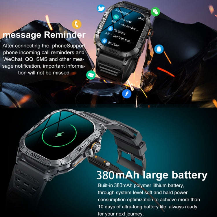 K63 1.96-Inch Heart Rate/Blood Oxygen Monitoring Bluetooth Call Sports Smart Watch, Color: Silver...