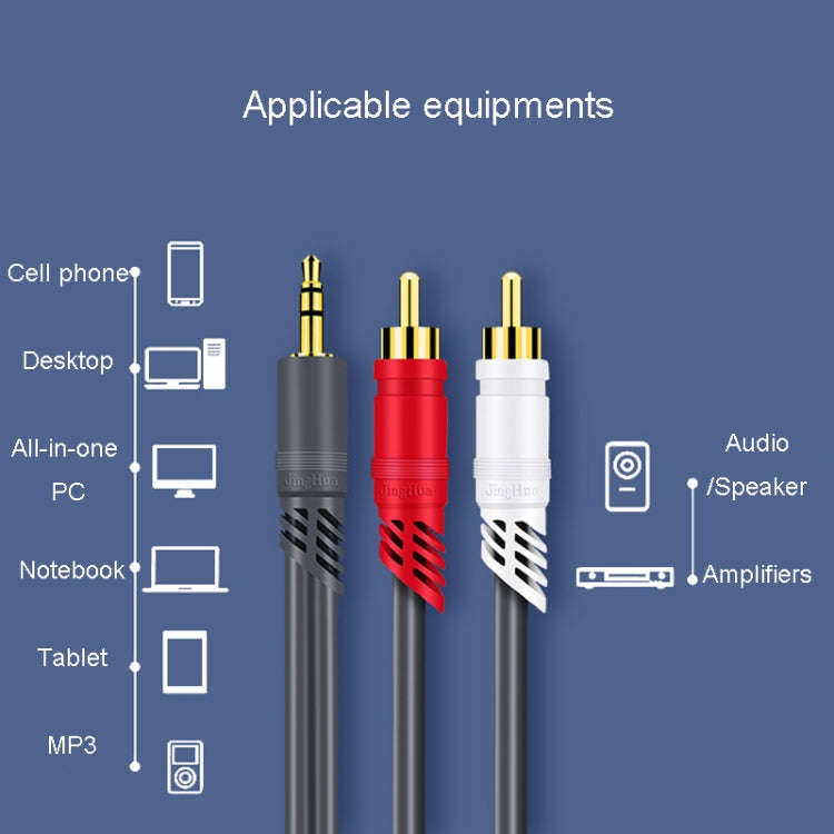 JINGHUA 3.5mm To 2RCA Audio Cable Game Console Outdoor Audio Connection Cable, Size: 10m(Grey)