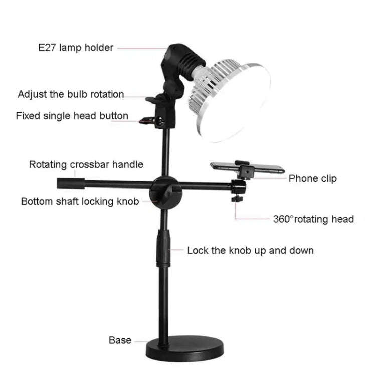 90W 155mm  Mushroom Fill Light + Desktop Overhead Photography Stand Kit for Photo/Video