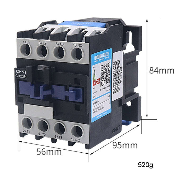 CHNT CJX2-2510 25A 220V Silver Alloy Contacts Multi-Purpose Single-Phase AC Contactor