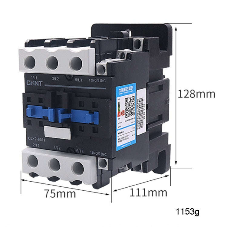 CHNT CJX2-6511 65A 220V Silver Alloy Contacts Multi-Purpose Single-Phase AC Contactor