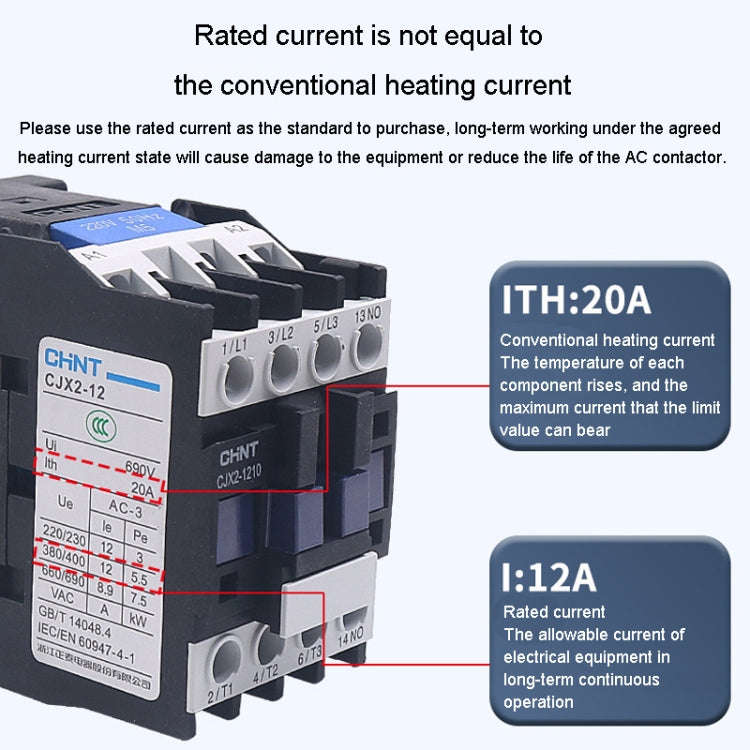 CHNT CJX2-2510 25A 220V Silver Alloy Contacts Multi-Purpose Single-Phase AC Contactor