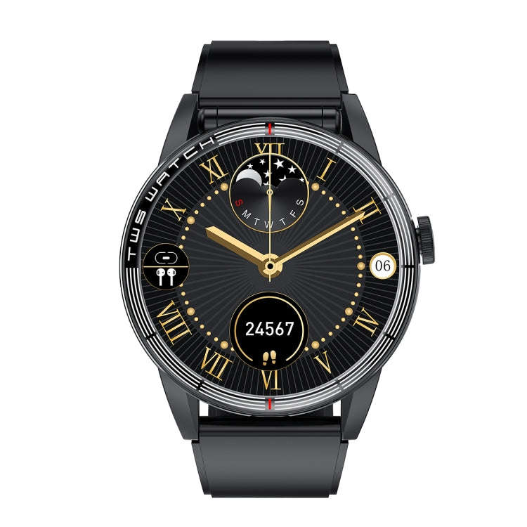 R6 1.32-Inch TWS 2-In-1 Bluetooth Headset Smart Watch, Heart Rate / Blood Oxygen Monitoring(Black...