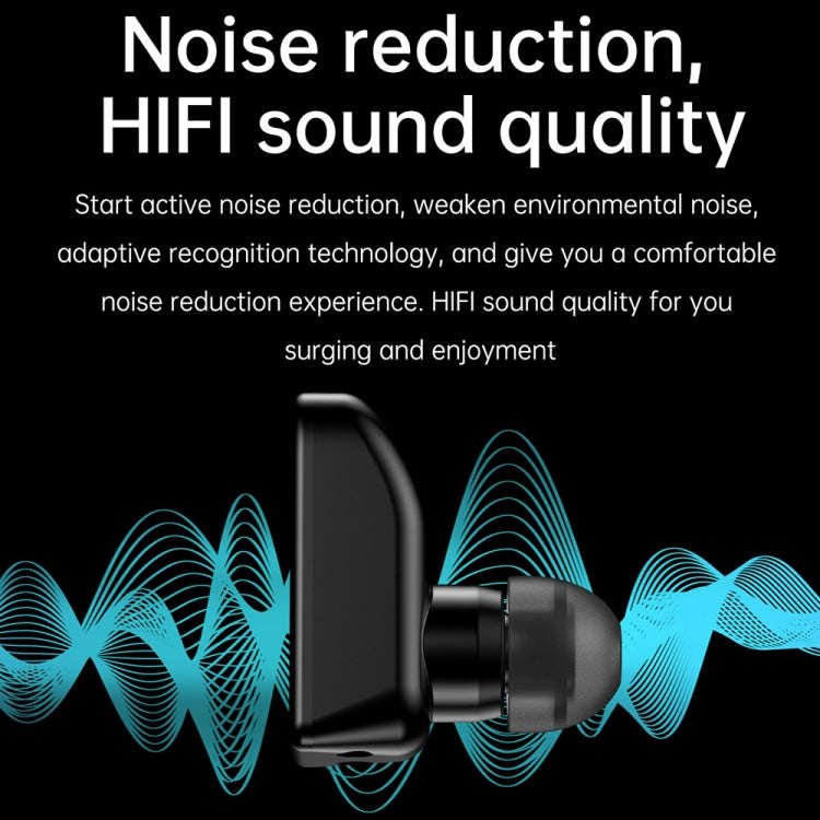 R6 1.32-Inch TWS 2-In-1 Bluetooth Headset Smart Watch, Heart Rate / Blood Oxygen Monitoring(Black...