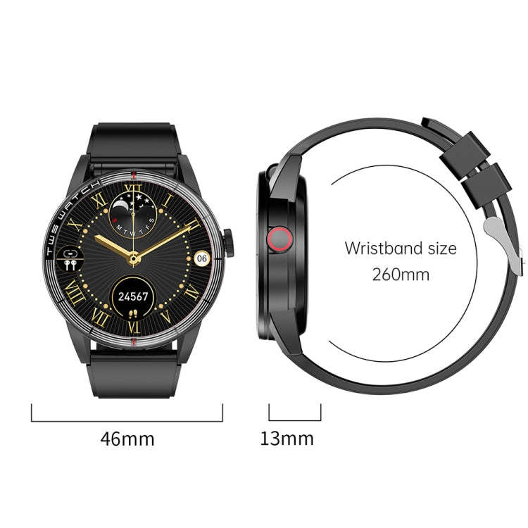 R6 1.32-Inch TWS 2-In-1 Bluetooth Headset Smart Watch, Heart Rate / Blood Oxygen Monitoring(Black...