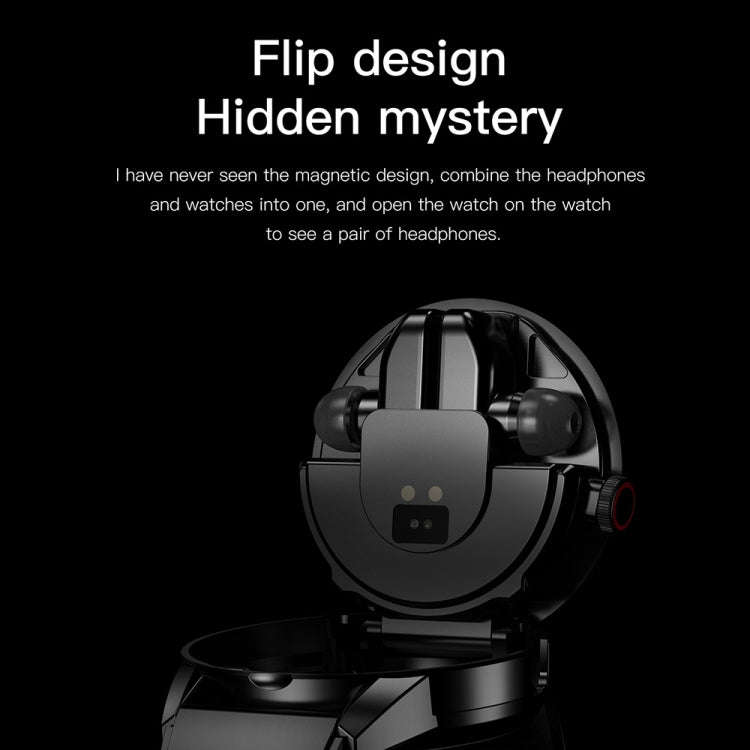 R6 1.32-Inch TWS 2-In-1 Bluetooth Headset Smart Watch, Heart Rate / Blood Oxygen Monitoring(Black...