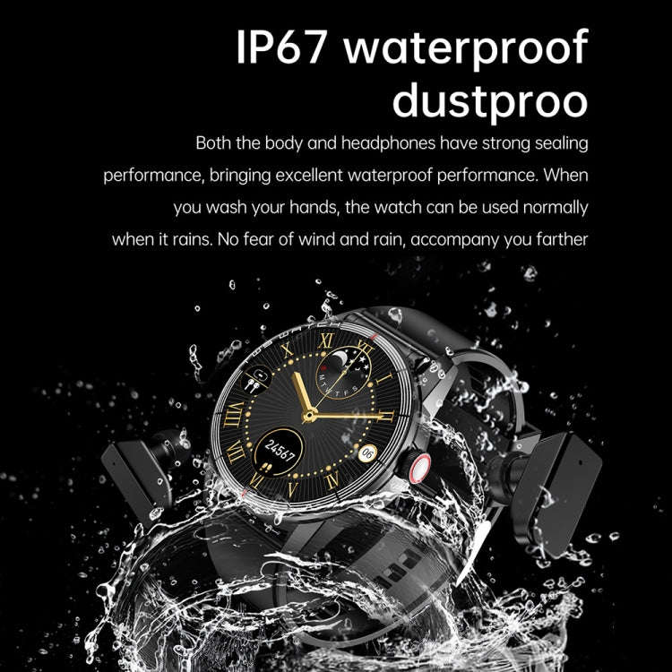 R6 1.32-Inch TWS 2-In-1 Bluetooth Headset Smart Watch, Heart Rate / Blood Oxygen Monitoring(Black...