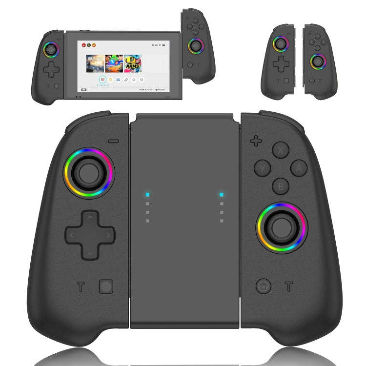 For Switch Joycon With Colorful Light Left And Right Handle(Black)