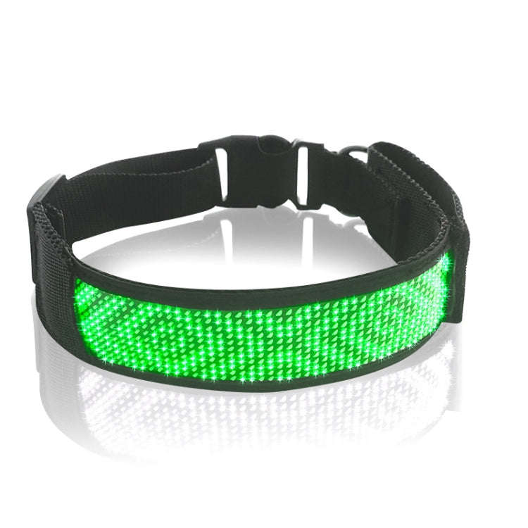 LED Display Pet Collar Rechargeable High Visibility DIY Single Color Collar(Green)