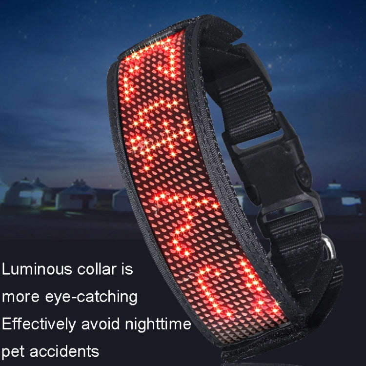 LED Display Pet Collar Rechargeable High Visibility DIY Single Color Collar(Blue)
