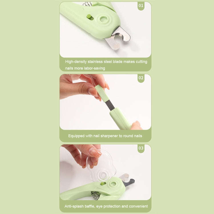 LED Pet Nail Clippers Dog and Cat Nail Clippers with Nail Polisher(Green)