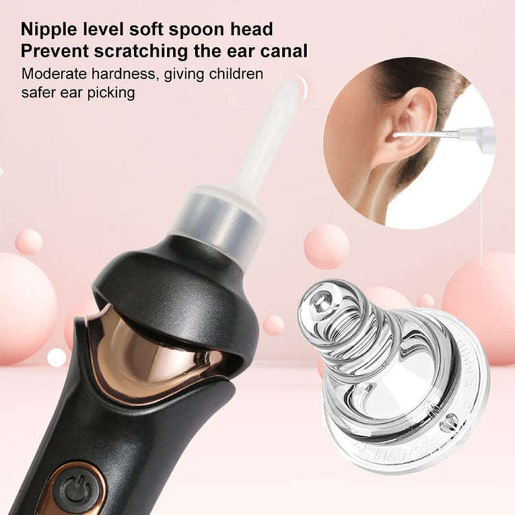 Luminous Upgraded LED Electric Ear Scoop Children Ear Cleaning Tool Set(Black Gray)