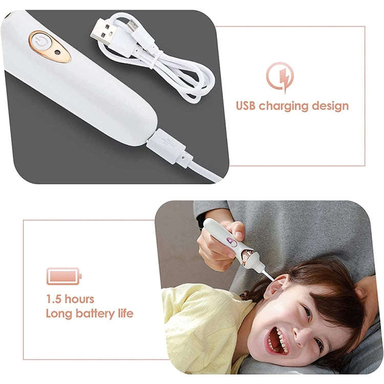 Luminous Upgraded LED Electric Ear Scoop Children Ear Cleaning Tool Set(Black Gray)